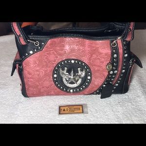 P & G COLLECTION WESTERN PINK & BROWN HANDBAG